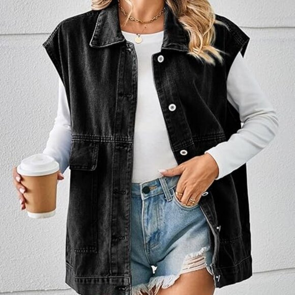 Korebow women's button down denim vest with large front pockets - NWOT - Picture 3 of 6